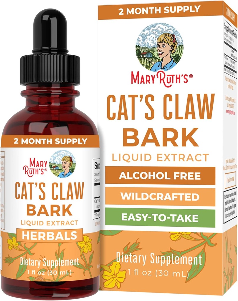 MaryRuth Organics Cat's Claw Herbal Liquid Drops | 2 Ay Supply | Unflavored Cats Claw Tincture | Uncaria tomentosa | Non-GMO Project  Valid | Vegan | Gluten Free | Sugar Free | 1 Fl Oz