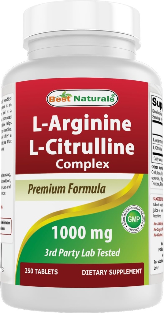 En İyi Doğallar L-Arginine L-Citruline Komplek Tabletleri, 250 Kont