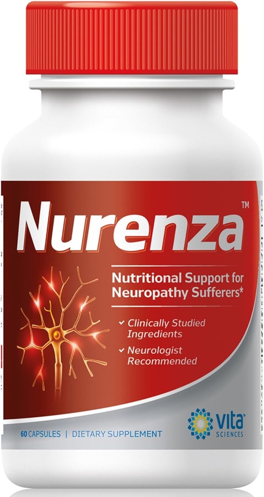 Vita Sciences Nurenza Neuropati Relief Supplement 40x Strength Natural R-ALA Form for Nerve Health, Fast Repair w/Vitamins, Antioksis Revitalating Feet, Hands, Legs ve Toes 60 Ct.