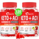 Apple Cider Vinegar Gummies, GLP-1 Support Keto ACV Gummies Max Strength 2000 mg Apple Cider Vinegar with Mother, Probiyotiks & Vitamin B12, for Digestion, Metabolism, Cleanse & Detox Diyet (2 Paketler)