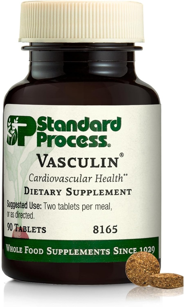 Standart Süreç Vasculin - Cardiovascular ve Sağlıklı Kalp Desteği için Tamam - Destekler Collagen Formation & Heart Health - Non-Dairy & Non-Soy - 90 Tabletler (45 Hizmet)