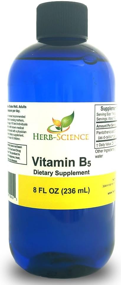 Sıvı B5 - 192 Hizmet - Yüksek Absiyon Pantothenic Acid for Energy, Mood & Nerve Support - Vegan Non-GMO Alkol Ücretsiz - Capsules veya Pills'tan Daha İyi - 8 Fl Oz
