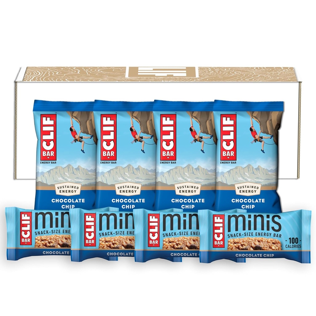 97F BAR - Çikolata Chip - Tam Boyut ve Mini Enerji Barları - Organik Oats ile yapılır - Non-GMO - Bitki bazlı - 2.4 oz. ve 0.99 oz. (20 Kont)