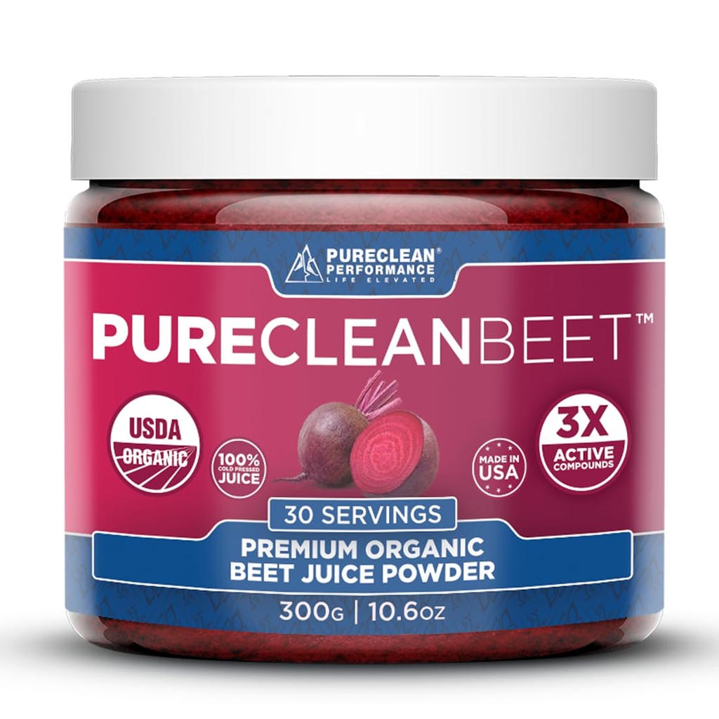 PureClean Beet Premium Beet Juice Toz - Klinik olarak Proven 3X Greater Circulation, Endurance & Energy - Proudly Cold-Pressed, Eco Friendly, USA - 30 Servisler