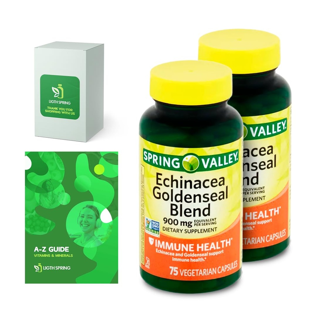 Echinacea Goldenseal Mix Diyetary Supplement, 900 mg, 75 Ct Sche with Exclusive Vitamins & Minerals A to Z - Better Ligth&Spring Guide@ (3))