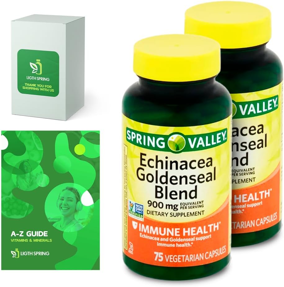Echinacea Goldenseal Mix Diyetary Supplement, 900 mg, 75 Ct Sche with Exclusive Vitamins & Minerals A to Z - Better Ligth&Spring Guide@ (3))