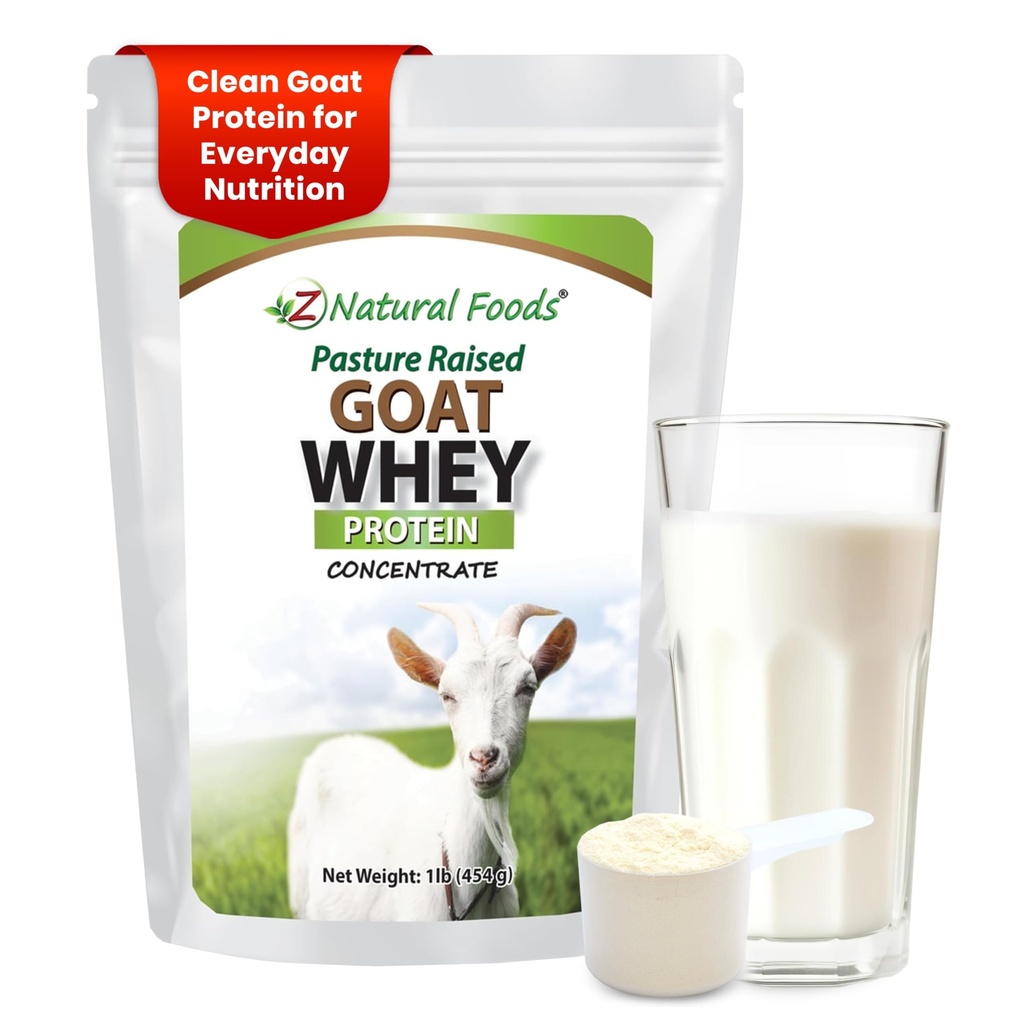 Z Doğal Gıdalar Whey Protein Toz Yoğunluğu - Undenatured, Unflavored, Pasture Yükseltilmiş Whey - Ağırlık Yönetimi için Vital Proteinleri ile Temiz Goat Protein Toz, Immune Support, Fitness, 1 lb