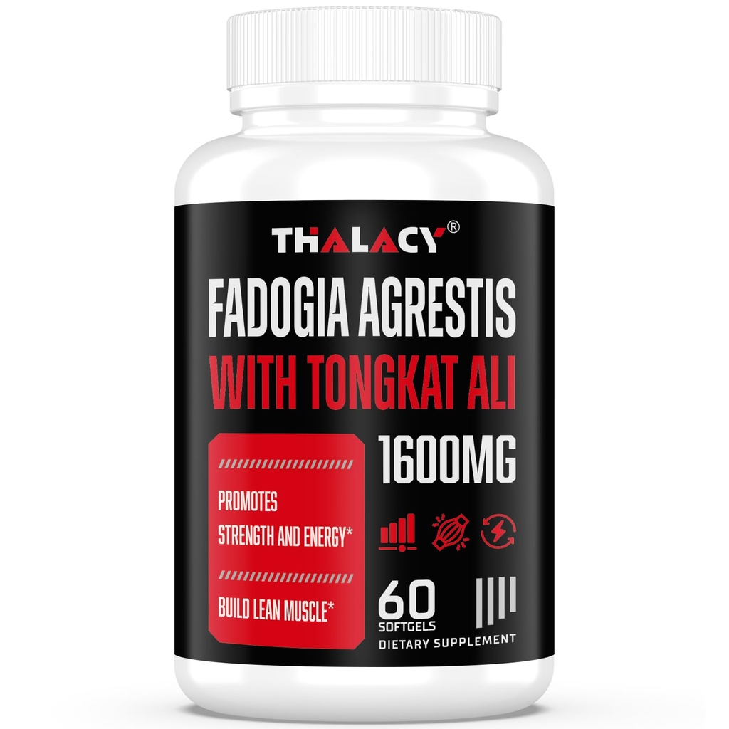 1600 mg Fadogia Agrestis Tongkat Ali Supplement, Fadogia Agrestis Extract for Men with Ashwagandha - maximum Strength, 60 Softgels