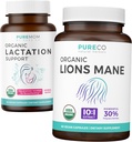 Lactation Support & Lions Mane (1-Month Supply) Mothers Mind Sche of Organic Lactation Support - Hemşirelik Anneleri (60 Capsules) & Organik Lions Mane Mushroom 10:1 Ekstraksiyon (60 Capules)
