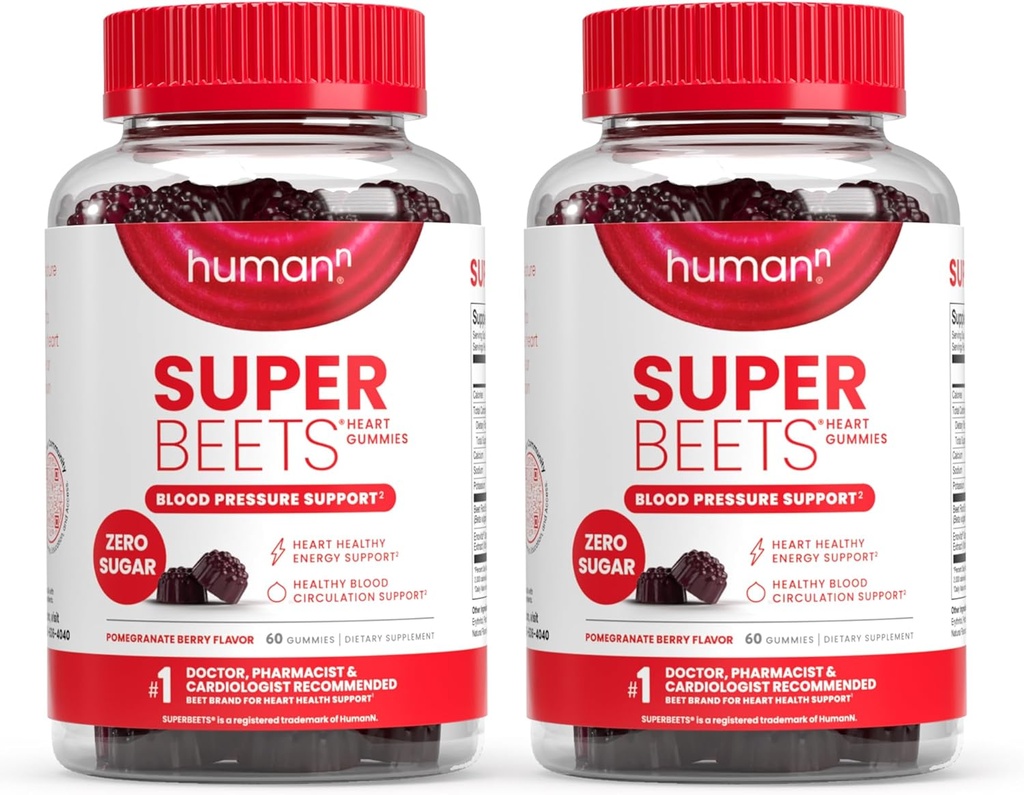 İnsanN SuperBeets Heart Gummies - Beet Gummy with Heart-Healthy Energy Support, Grape Seed Extract & Beetroot Toz, Sugar Free - Pomegranate Berry Flavor, 120 Count