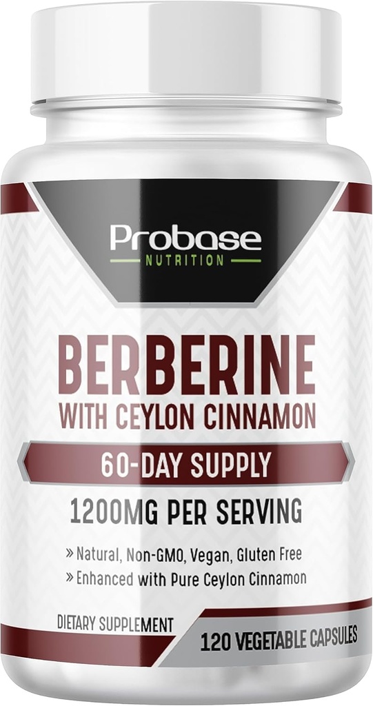 Probase Beslenme Cinnamon Extract ile Berberine - Gluten Free ve Vegan - 120 Capsules - 1200 mg per Service