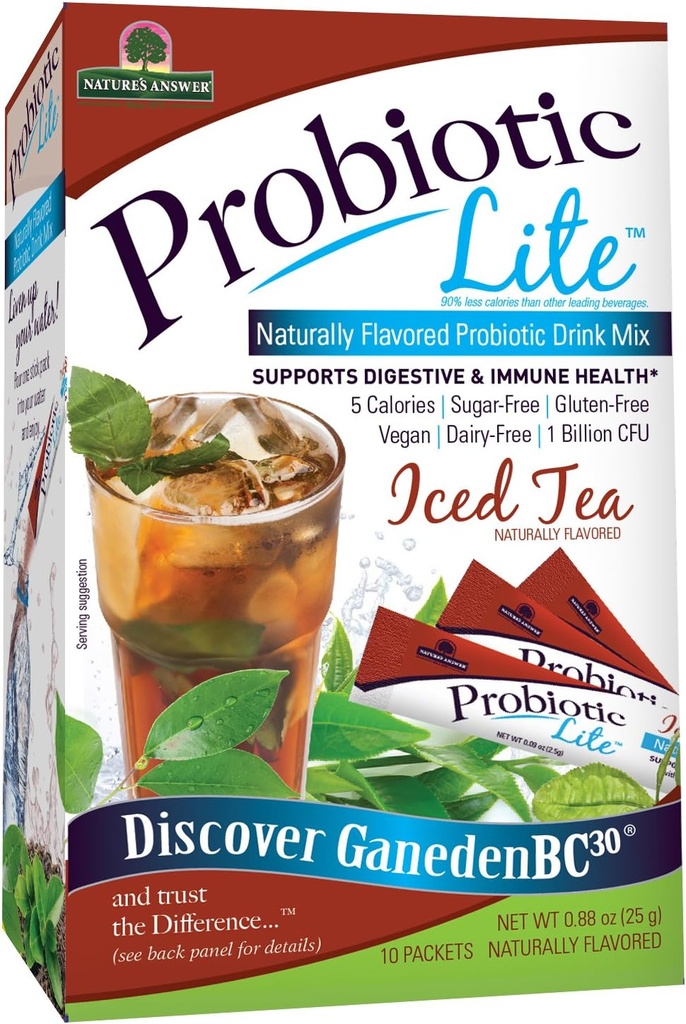 Απάντηση της φύσης Probiotic Lite Stick Pack Συμπλήρωμα, Παγωμένο Τσάι, 10 κόμης