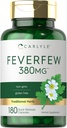 Carlyle Ateşfew Capsules 380 mg | 180 Kont | Geleneksel Herb Tür | No-GMO, Gluten Free