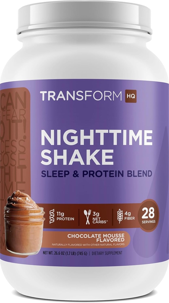 TransformHQ Nighttime Shake, Sleep + Protein Blend, 28 μερίδες, Σοκολάτα Mousse Flavor