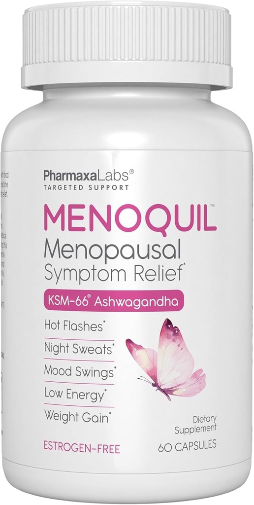 Menopausal Multi-Symptom Relief - Support for Hot Flashes, Night Sweats, Mood Swings & Restful Sleep - Black Cohosh, Ashwagandha, Chasteberry, Soy Isoflavones, Grape Seed & Sage - 60 Capsules