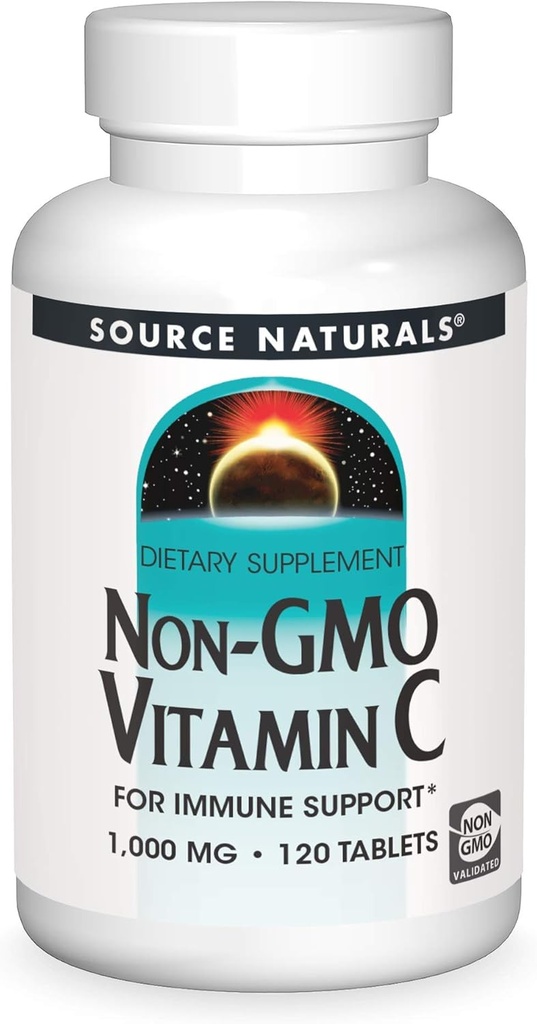 ΠΗΓΕΣ NATURALS Μη ΓΤΟ δισκίο βιταμίνης C, 120 Count