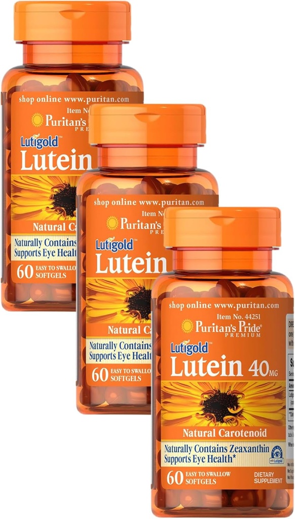 Puritan's Pride Lutein 40 Mg με ζεαξανθίνη, βοηθά στην υποστήριξη της υγείας των ματιών*, Whole Bean, 60 Ct, (πακέτο των 3)
