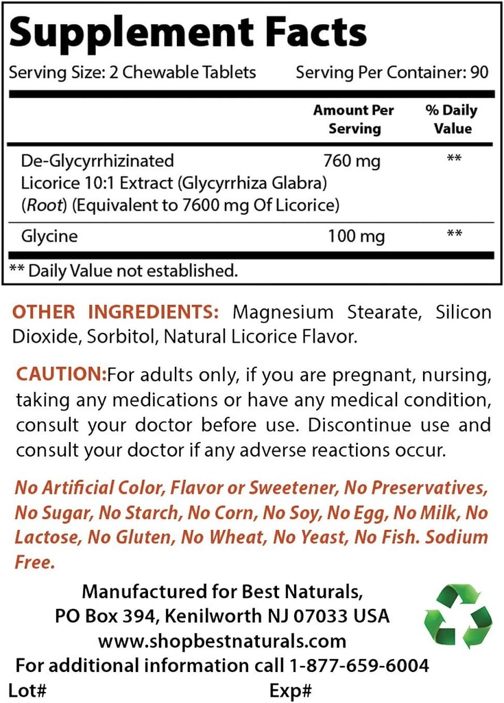 En İyi Doğallar DGL Chewable 380 mg & L-Glutamine 500 mg