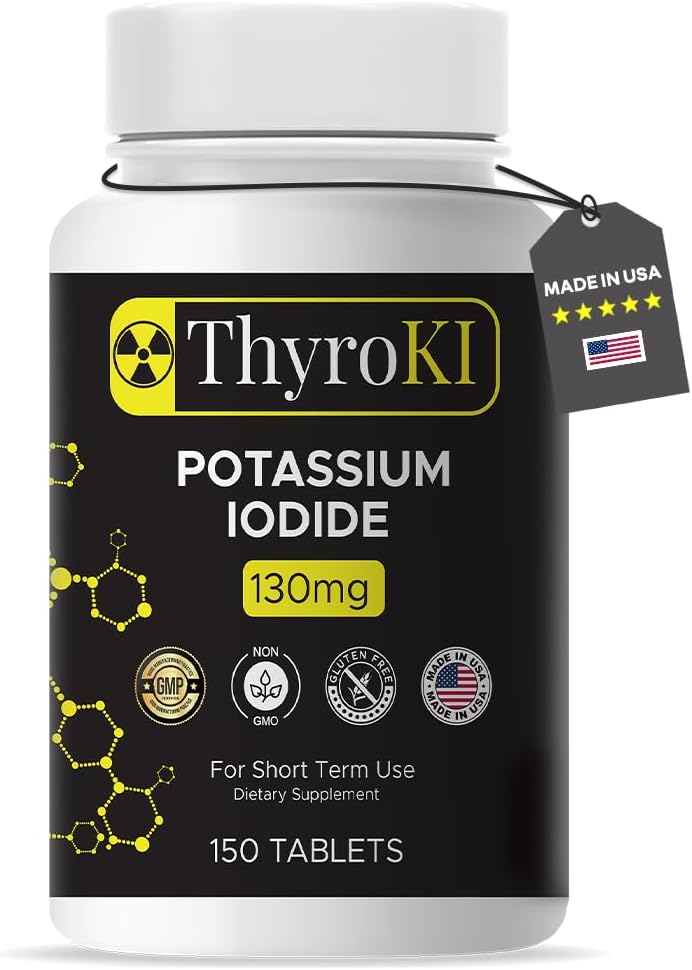 Premium P Properties Iodide Tabletleri 130 mg - Tiroid Desteği ve Respiratory Sağlığı - YODO Naciente KI Pills | Acil Yaşam Iodine Supplement | Non-GMO | 150 Tablet | ABD'de Yap