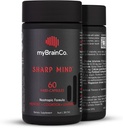 myBrainCo. Sharp Mind - Nootropic Brain Supplement for Memory & Focus - Adaptogenic Herbs & Nootropics to Support Brain Health - Rhodiola, Gingko, Phosphatidylserine and More (60 Vege-Capsules)