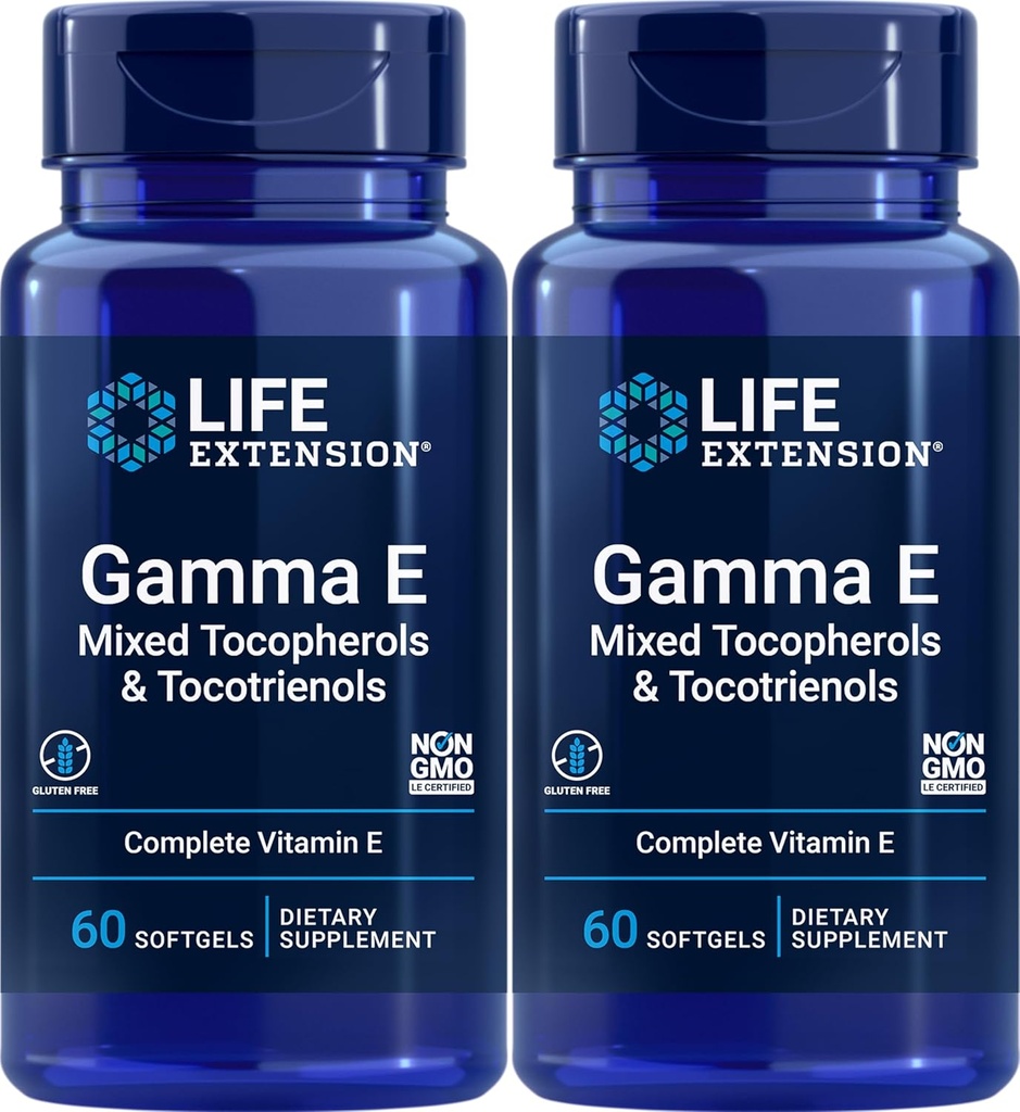 Επέκταση ζωής Gamma E Μικτές τοκοφερόλες & τοκοτριενόλες 60 Softgels (πακέτο του 2)