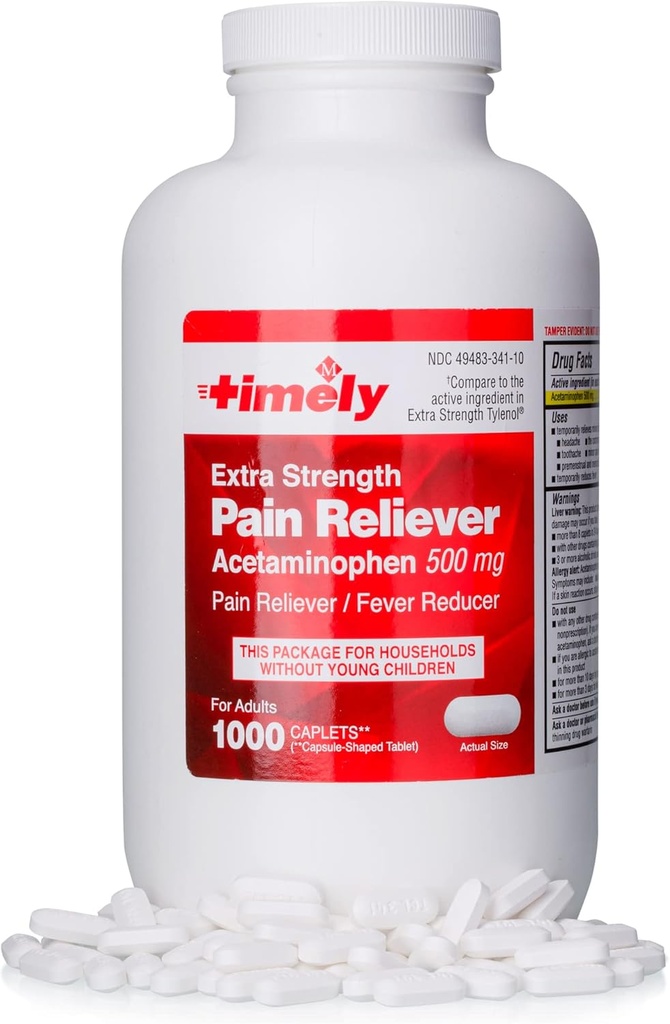 Zamanlı Acetaminophen 500 MG Tabletleri 1000 Kont - Ekstra Güçlü Ağrı Yardımı - Ekstra Güçlü Tylenol'da aktif maddeyle karşılaştırıldığında - Erkeklerintrual Cramps, Ateş Tanımları, Arthritis'in Küçük Ağrısı