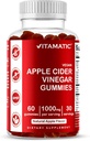 Vitamatic Apple Cider Vinegar Gummies - 1000mg per Serving - 60 Vegan Gummies - ACV Gummies για Detox, Υποστήριξη απώλειας βάρους, Ενίσχυση ενέργειας, Digestion & Gut Υγεία
