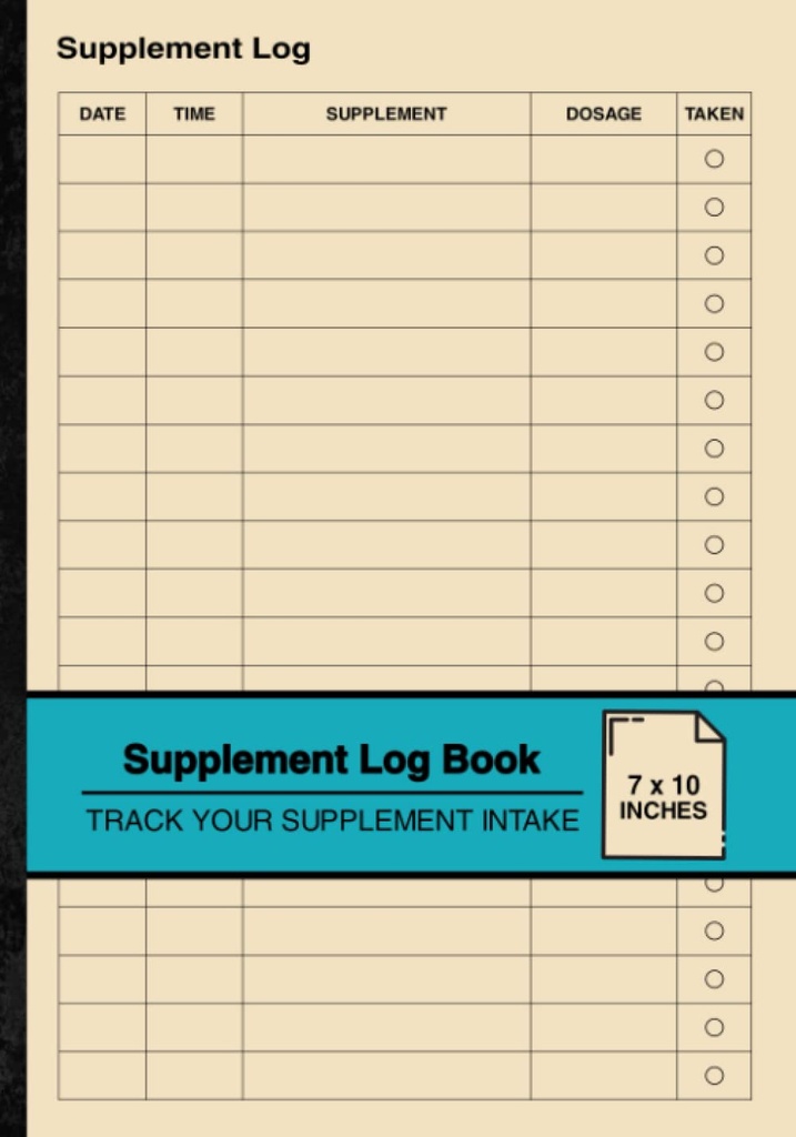 Tamam Log Book: Simple Supplement Logbook | Track Your Supplement Intake | Medium