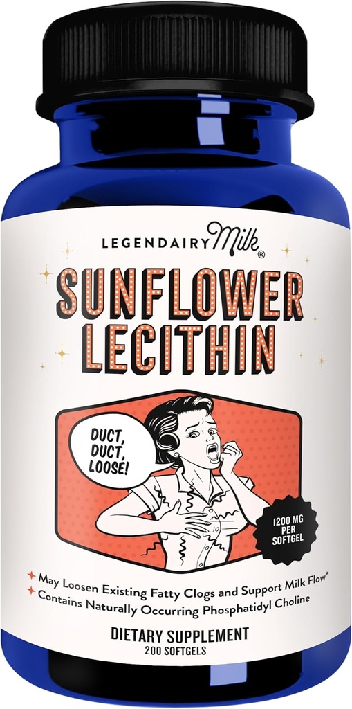 Legendairy Milk Sunflower Lecithin 1200 mg, Lactation Support, Sunflower Lecithin Supplement for Clogged Milk Ducts, Made in USA, 200 Softgels