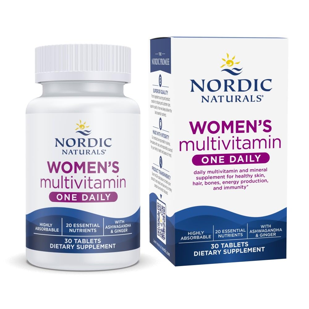 Nordic Naturals Women's Multivitamin One Daily - Skin, Hair, Energy, & Bone Support - Immunity Supplement - 20 Essential Nutrients - 30 Tablet - 30 hizmet - 30 hizmet