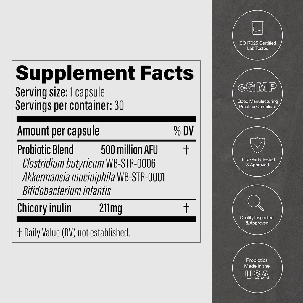 GLP-1 Probiyotik, AFU Multi-Strain Probiyotik + Prebiyotik, Doğal Akkermansia Muciniphila Probiyotik Support GLP-1 Production & Curb Appetite for Men & Women