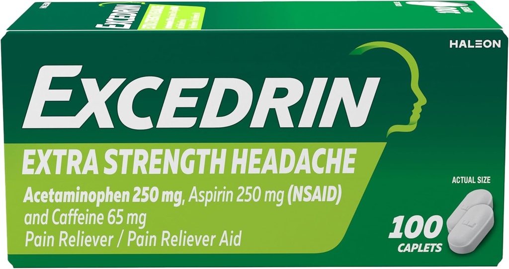 Excedrin Ekstra Güçlü Ağrı Ölçümü Caplets – Headache Relief – 100 Count