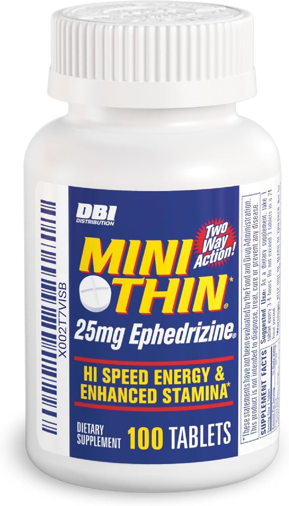 Mini İnce - İki yönlü - Enerji Kapsülleri Caffeine ve Ephedrizine ile Formüle edildi - 100 Capsules