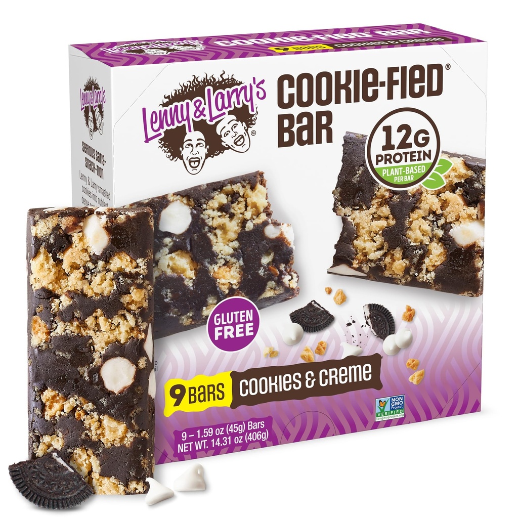 Lenny & Larry'nin Cookie-fied protein Bar – Kurabiyeler & Creme Vegan Protein Bars 9x45g – 12g Plant Protein & 5g Fiber – Gluten free Power Bar, Keto Friendly, Non-GMO & Vegan