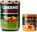 Nutrology Greens & Fruits Toz-Doly Sourced Superfood, Vanilla Cinnamon (30 hizmet) BCAA Natural, Plant Based BCAA Toz, Orange Coconut Flavor (30 hizmet)