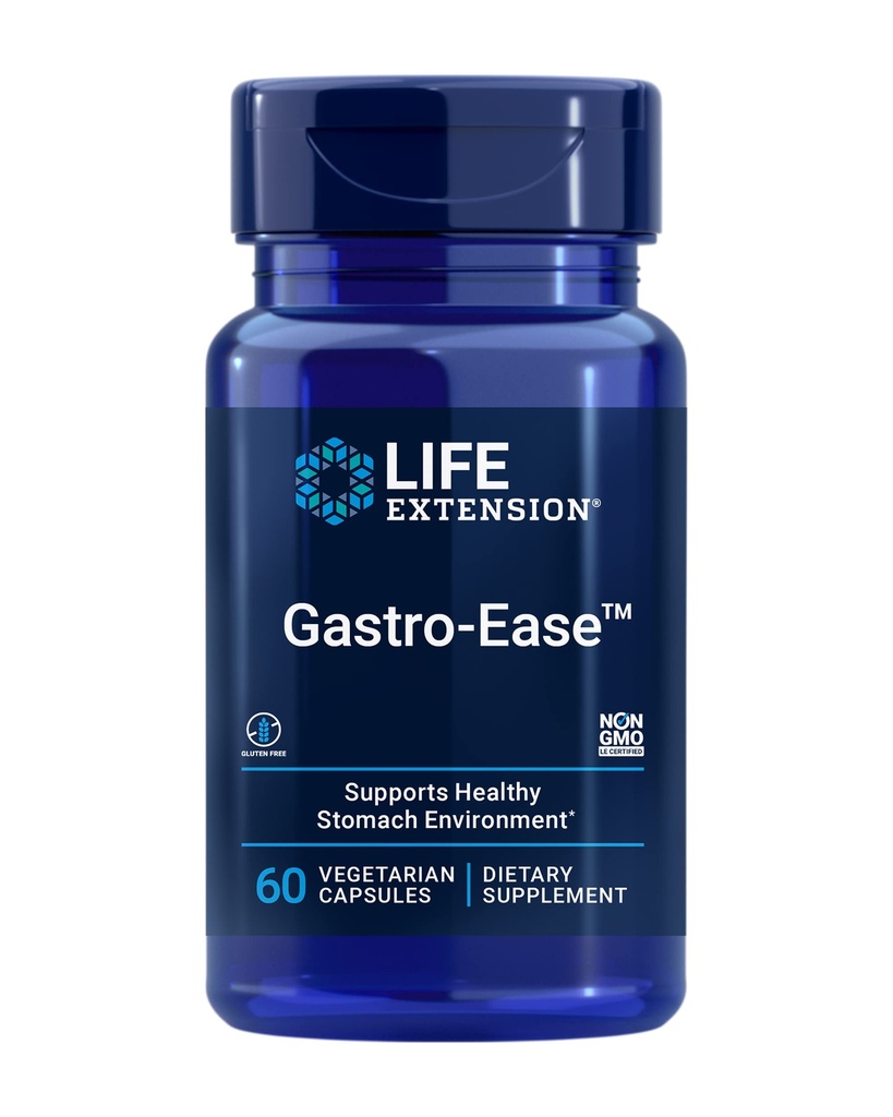 Επέκταση ζωής Gastro-EaseTM, ψευδάργυρος L-καρνοσίνη, PylopassTM Lactobacillus reuteri προβιοτικά, συμπλήρωμα πέψης, υγεία κόκκων, άνεση στο στομάχι, χωρίς γλουτένη, μη ΓΤΟ, χορτοφάγοι, 60 κάψουλες
