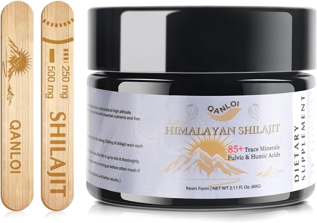 Shilajit για άνδρες-φυσικό Shilajit Resin με Humic και Fulvic Acid συμπλήρωμα, Ιμαλαΐων Shilajit Resin-120 Serving/60g (500mg)