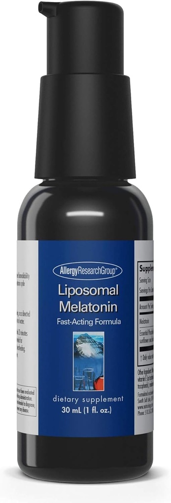 Alerji Araştırma Grubu Liposomal Melatonin Supplement - Yetişkinler için Oral Uyku Kombini, 1 mg Sıvı Melatonin, Pure, Fast Acting Formula - 1 Fl Oz