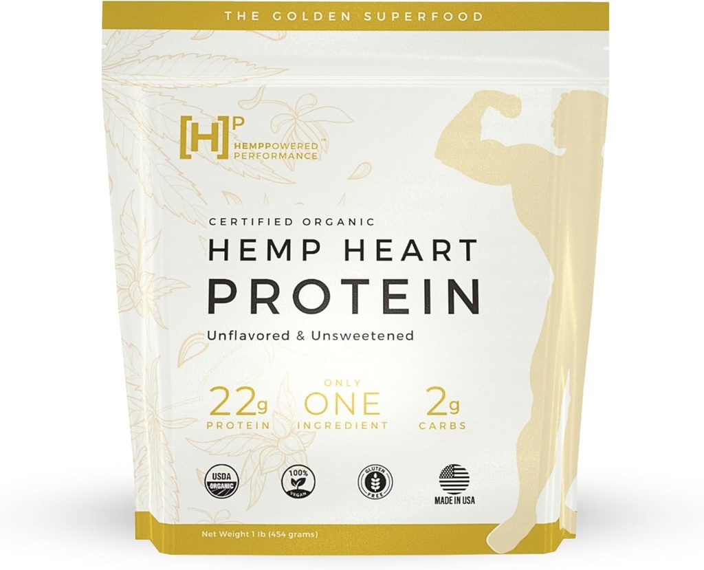 USDA Organik Hemp Protein Tozu Kadınlar ve Erkekler için - Unflavored Pure Natural Hemp Protein Toz Organik - Bitki bazlı Toz, Vegan, Gluten Free, Keto - Tohum Toz Soğuk Olarak (1lbs)