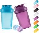 Shaker Şişe Protein Shakes ve 16-Ounce/400ML Shaker-Bottle with Whisk Balls,Non-BPA plastik (Mavi+Purple(2ücretli))