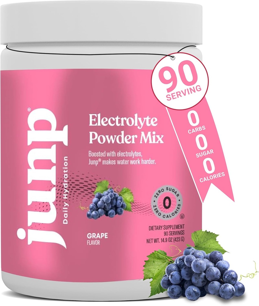 JUNP Electrolytes Toz No Sugar No Carbs – Vine Ripated Grape Keto Electrolyte Drink Mix - Pyum & Salt Hydration Toz Elektrolytes Zero Calorie Sugar Free Electrolyte Toz, 90 Hizmetler