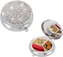 Bling Pill Box, 3 Karşılaştırmalı Tıp Pill Caselen, Bling Crystal Renstones Su Pocket Pill Case ound Medicine Organizer for Vitamin/Fish Oils/Supplement. (Silver)