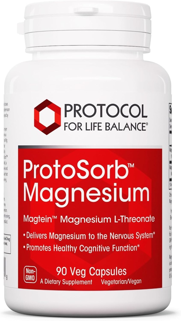 PROTOCOL FOR LIFE BALANCE Magtein - 2.000 mg L-Threonate Magtein - Destek Beyin Focus & Memory Health - Kosher & Non-GMO - 90 Veg Capsules