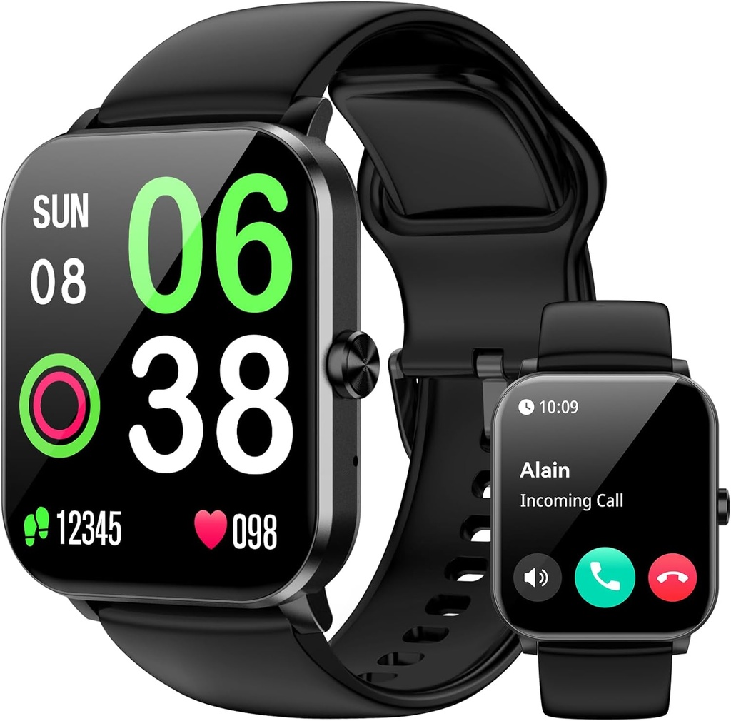 Smart Watch, Erkekler için Smartwatches, 1.85" HD Fitness Tracker (Answer/Make Calls), 120+ Sport Modes, Heart Rate/Sleep Monitor, IP68 Su Fitness Watch, Android iOS için Smartwatch