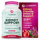 PurePremium Kidney Support Supplement – Kidney Cleanse Detox & Tamir with Cranberry Extract & Astragalus - 21-in-1 Kompleks Destekler Normal Bladder, Urinary Tract & Kidneys Health - 60 Day Supply