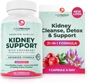 PurePremium Kidney Support Supplement – Kidney Cleanse Detox & Tamir with Cranberry Extract & Astragalus - 21-in-1 Kompleks Destekler Normal Bladder, Urinary Tract & Kidneys Health - 60 Day Supply