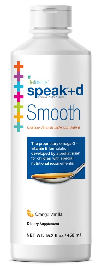 Lifetrients – Speak+D Smooth – Orange Vanilla – 15.2 oz - Pediatrik Özel Beslenme Koşullarına Sahip Çocukları Desteklemek için formüle edildi - Omega-3 & Vitamins E's, K's & D