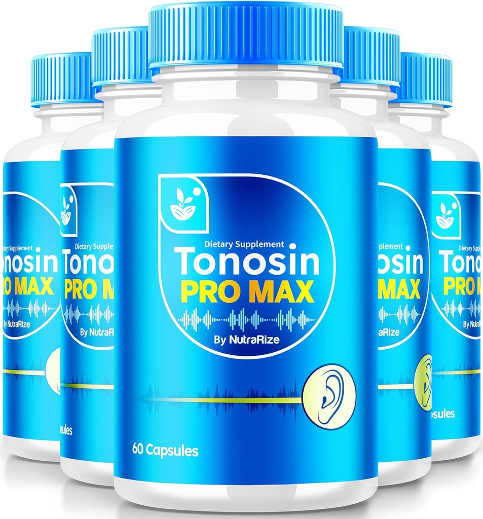 NutraRize (5 Pack) Tonosin Pro Max Κάψουλες, επίσημη φόρμουλα για την υγεία του αυτιού, All-Φυσικό συμπλήρωμα για την προώθηση της εσωτερικής υγείας του αυτιού, Premium υποστήριξη της ακοής, TonosinProMax Κριτικές (300 κάψουλες)
