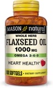 MASON ΦΥΣΙΚΟ έλαιο λιναρόσπορου 1000mg – Ωμέγα 3-6-9 Softgels για την υγεία της καρδιάς – Cold-Pressed ολόκληρο συμπλήρωμα βοτάνων – Χωρίς γλουτένη, μη ΓΤΟ, 100 Softgels